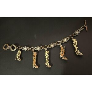 Vintage boots Charm Bracelet rhinestone